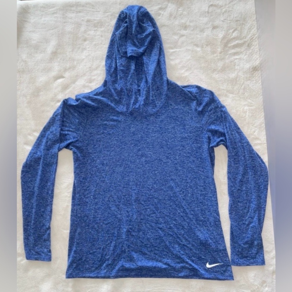NIKE Performance DRI FIT top long sleeve with hood royal blue medium